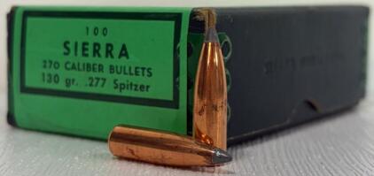 Sierra .277 130gr Spitzer Bullets, Box of 100, Reloading Components for 270 Caliber Rifles