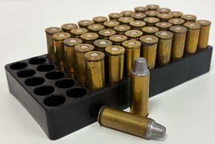 .45 Colt Ammunition, 42 Rounds, Mixed Brass, Lead Flat Nose, Reloads, Cowboy Action Target