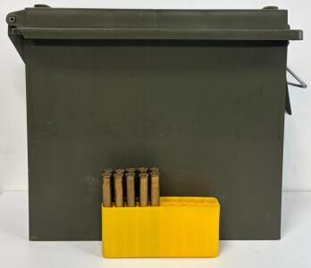 (10) Rounds Of 9.3x 82R ammo and (1) M2A1 Plastic Ammo Can, Yellow Ammo Tray