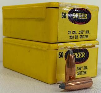 (2) Boxes Speer .35 Caliber 250 Grain Hot-Cor Spitzer Soft Point Bullets &ndash; Box of 50