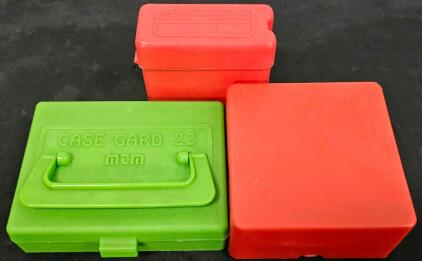 MTM Case-Gard 20 Rifle Ammo Box, Case-Gard 22 LR Green Box, Large Red 25-Round Pistol Box (#12)