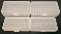 MTM CASE-GARD Pistol Ammo Storage Boxes (P50-9M, P50-25, P50-38, P50-20), Set of 4 Translucent 50-Round Plastic Ammunition Storage Cases (#12) - 12