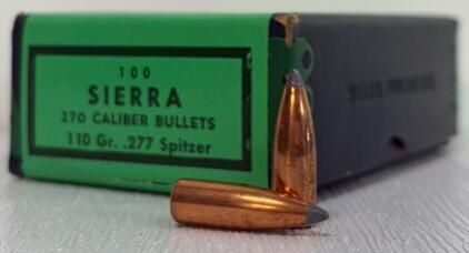 Sierra .270 Caliber 110gr Spitzer Bullets &ndash; Box of 100