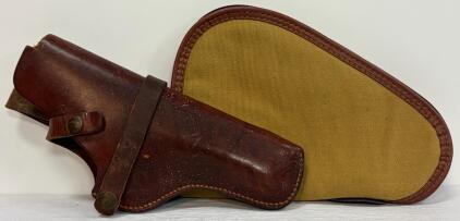 Vintage Hunter Leather Holster for Crosman 600 Air Pistol with Zippered Canvas Soft Case, Brown (Location 12)