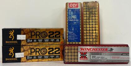 Winchester Super-X 22 LR 40gr, Browning Pro22 40gr & CCI CB Long 29gr - Multiple Boxes Ammo