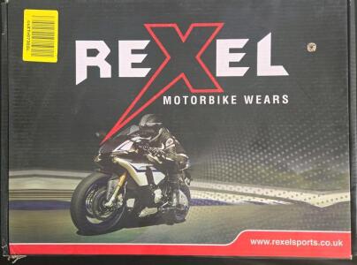 Rexel BT-1001 Men's Motorcycle Boots, Size US 14, Black with Red Accents (Shelf FL 4000)