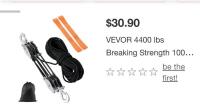 VEVOR 4400 lbs Pulley Block Hoist 100ft Rope, ProTaper Aluminum 7/8" Handlebars Black - 3