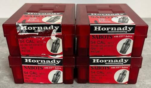 (4) Partial Boxes Hornady 54 Cal Muzzleloading Sabots w/ XTP Bullets, Mixed 180gr/300gr, less than 60 Rounds