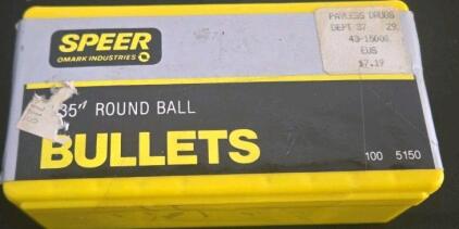 Speer .535" Lead Round Balls 100 Count Box, Model 5150, for .54 Cal Muzzleloaders