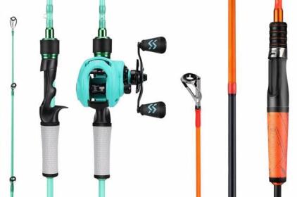 (2) ONEBASS 7 ft Carbon Fiber Rod & Reel Combos &ndash; Baitcasting & Spinning Set with Accessories (Location 8)
