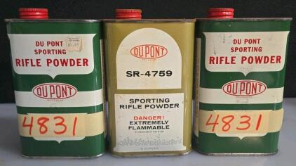 DuPont IMR 4831 and SR-4759 Smokeless Rifle Powder Vintage 8oz Tins Pachmayr Label