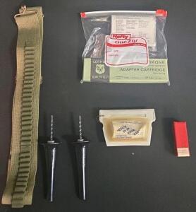 Rifle Cartridge Adapter Lot: Lothar Walther 30-06/7.65, Harry Owen 22LR/.22 Hornet, Belt, Tools, Starrett Rod