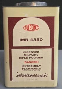 DuPont IMR-4350 8 lb Tin Smokeless Rifle Powder Can, Wilmington DE, Vintage Metal Container