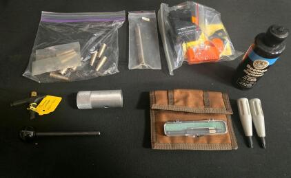 Firearm & Gunsmith Tool Lot: Beeman Cleaner, .17 Cal Shaft, Super Thumb Loader, Contender Multi-Tool