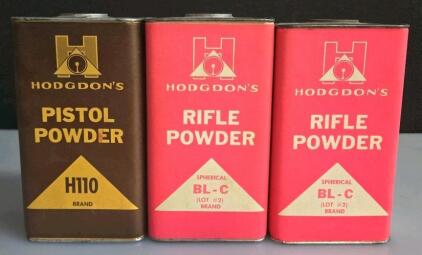 Vintage Hodgdon H110 Pistol Powder & BL-C(2) Rifle Powder 1lb Metal Cans, Spherical