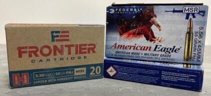 Frontier & (2) Federal 5.56 NATO 55gr FMJ, Brass Case, 20rds Each, Lot#14250273, Reloadable