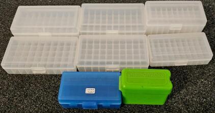 MTM Case-Gard P50-32-10 Blue Ammo Box & 3 Clear 50-Round Flip-Top Cases, MTM Case-Gard 20 Round Green & 50 Round Clear Plastic Ammo Storage Boxes for Handgun & Rifle (#12)
