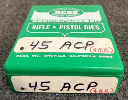 RCBS 4-Die Set .45 ACP Pistol Reloading with Green Case &ndash; Standard 7/8"-14 Thread