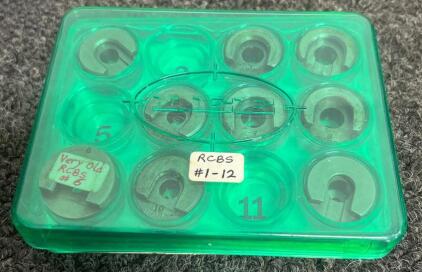 RCBS Shell Holder Set for Reloading Press, #1-12 (10 pcs), Green Case, Steel, USA