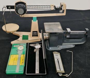 RCBS 304 Mechanical Balance Scale, Grey Mechanical Scale, Plastic Caliper Lyman Brand, Metal Caliper in Velvet Case, Pull Scale (#4)