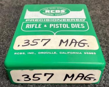 RCBS .357 Magnum Reloading Die Set &ndash; 3 Dies Plus Shellholder, Standard 7/8"-14 Thread, Boxed