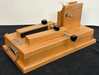 Pflumm Mfg. Co. Oak Gun Vise, Adjustable, Tool Drawer, Shawnee KS (Location 11)