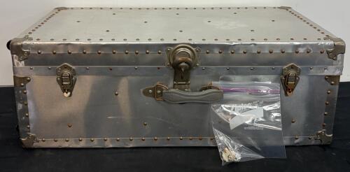 Heavy-Duty Rolling Aluminum Trunk with Purple Interior