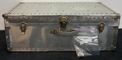 Heavy-Duty Rolling Aluminum Trunk with Purple Interior