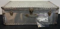 Heavy-Duty Rolling Aluminum Trunk with Purple Interior