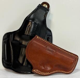 Smith & Wesson BLW 624 Black Leather OWB Holster & Galco ST294 Brown Pocket Holster, S&W J-Frame (Location 12)