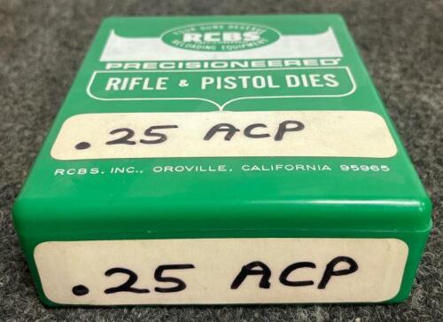 RCBS Precisioneered .25 ACP 3-Die Set for Reloading &ndash; Steel, 7/8"-14 Thread, Green RCBS Box