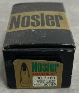 Nosler Ballistic Tip Hunting Bullets, .30 Cal (.308), 180gr, Qty 60, Part #30180, Green Tip