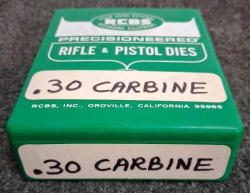 RCBS .30 Carbine 3-Die Set, Steel, includes Shellholder, Boxed, USA, 7/8"-14 Thread