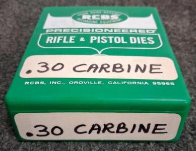 RCBS .30 Carbine 3-Die Set, Steel, includes Shellholder, Boxed, USA, 7/8"-14 Thread