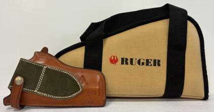 Safariland SST 5" N-Frame Leather Revolver Holster with Ruger Tan Soft Pistol Case, Vintage (Location 12)
