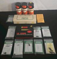 Reloading Lot: Huntington Compac Press, Lee Loader Kit, Redding Pilots & Rust Guardit Spray