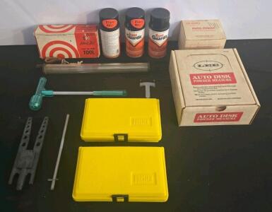 Reloading Tool Lot: Lee Auto Disk Powder Measure, Auto-Prime, Red-Jet, Forster Boxes, Rust Guardit