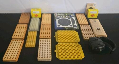 Large Lot Reloading Loading Blocks, Birchwood Casey & Exploding Targets, Hearing Protection, 15+ pcs