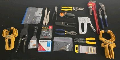 Multi-Brand Hand Tool Lot &ndash; Irwin, Craftsman, Kobalt, Quick Grip, 25+ Pieces, Stapler, Clamps, Pliers