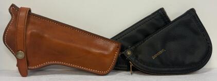 Safariland SST Leather Revolver Holster & 2 Browning Soft Zipper Pistol Cases, Vintage (Location 12)
