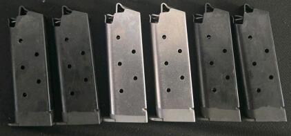 (6) 1911 .45 ACP Magazines, 7-Round, Blued & Stainless Steel, Standard Baseplate