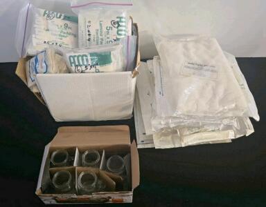 Emergency First Aid Medical Lot w/ Trauma Dressings, Triage Tags, Shears, 15 Bandages, 6 Jars