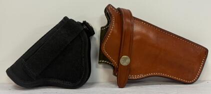 Safariland SST Brown Leather & Nylon Black Small Revolver Belt Holsters, Right-Hand, USA Made (Location 12)