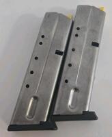 (2) Smith & Wesson OEM 10-Round Pistol Magazines, Stainless, Yellow Follower, M&P Compatible - 2