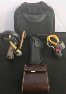 Slingshot Shooting Accessory Lot &ndash; Browning Carry Case, Daisy Powerline, Ruger Pouch, Holster