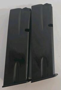 (2) Double-Stack 9mm/.40SW Pistol Magazines, Steel Construction, Blued Finish