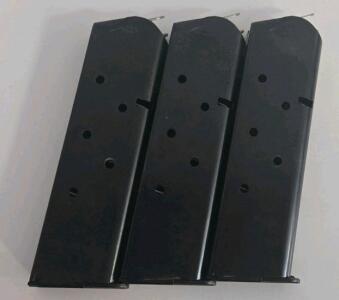 Set of 3 Steel Magazines for 1911 .45 ACP, 7-8 Round Capacity