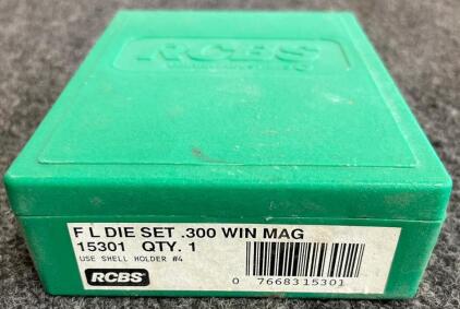 RCBS .300 Win Mag Full Length Die Set 15301, 3 Dies, Steel Construction, Green Case