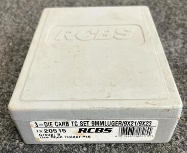 RCBS 3-Die Carbide Taper Crimp Set 9mm Luger with Forster Headspace Gage and RCBS Seater Plug