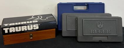Ruger, Smith & Wesson, Taurus Revolver Gun Cases & Wood Presentation Box w/ Accessories (Location 11)